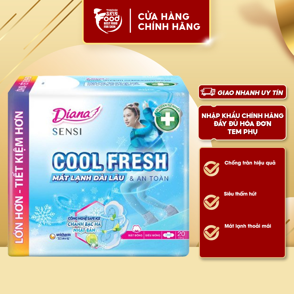 Băng Vệ Sinh Diana Sensi Cool Fresh Có Cánh (Che tên sản phẩm khi giao hàng)