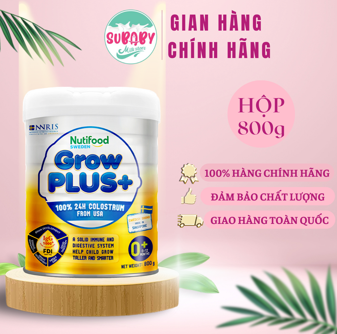 Sữa Bột Nutifood GrowPLUS+ Sữa Non Tăng Đề Kháng 0+/1+ Lon 800g - Tăng Cường Hệ Miễn Dịch
