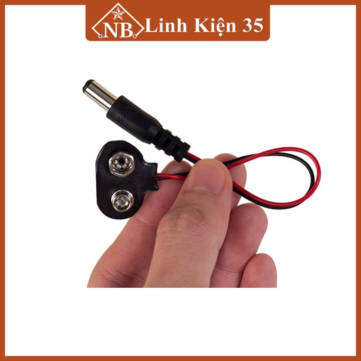 Dây đế pin 9V có đầu jack nối ra DC 5.5x2.1mm