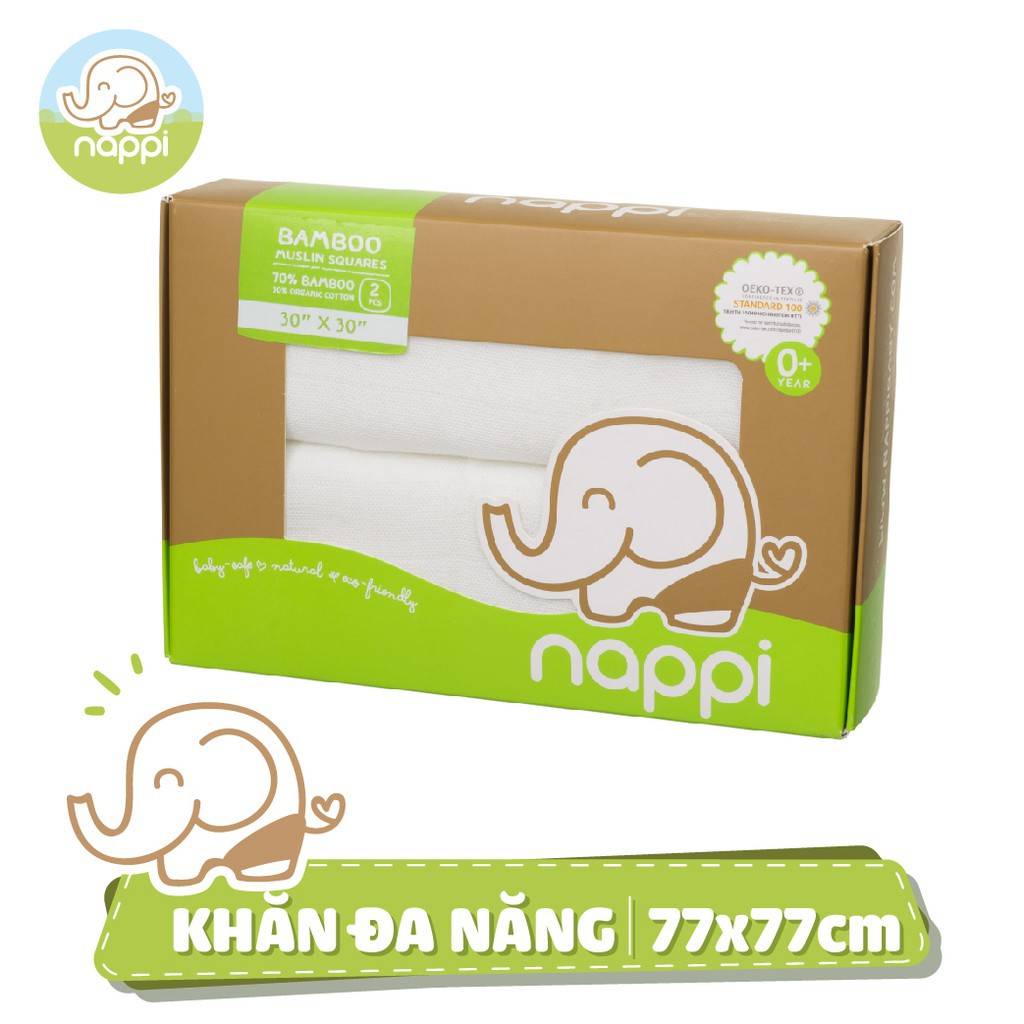 Khăn sữa sợi tre cao cấp Nappi 2 lớp 100% sợi tre mềm mại