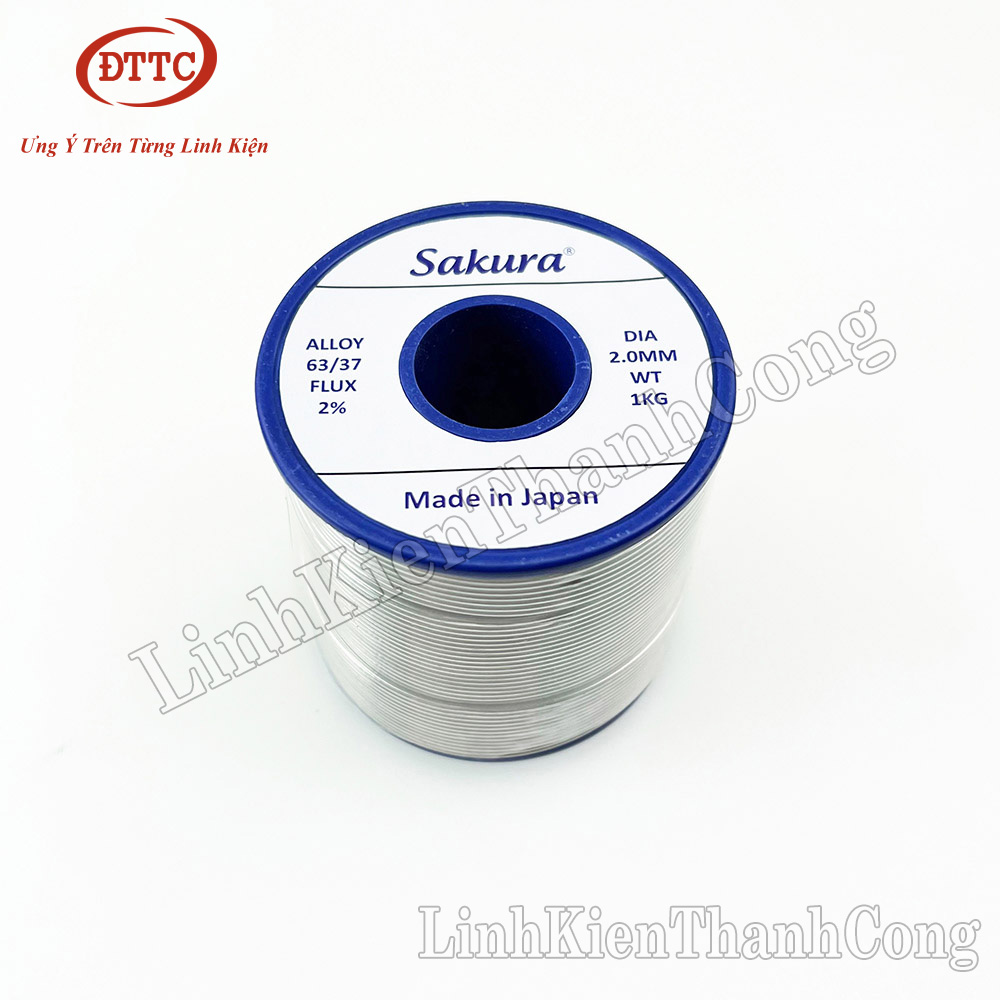 Thiếc hàn sakura 63/37 0.6mm 0.8mm 1.0mm 1.2mm 1.5mm 2.0mm 3.0mm 1kg siêu bóng, nhẹ nhiệt