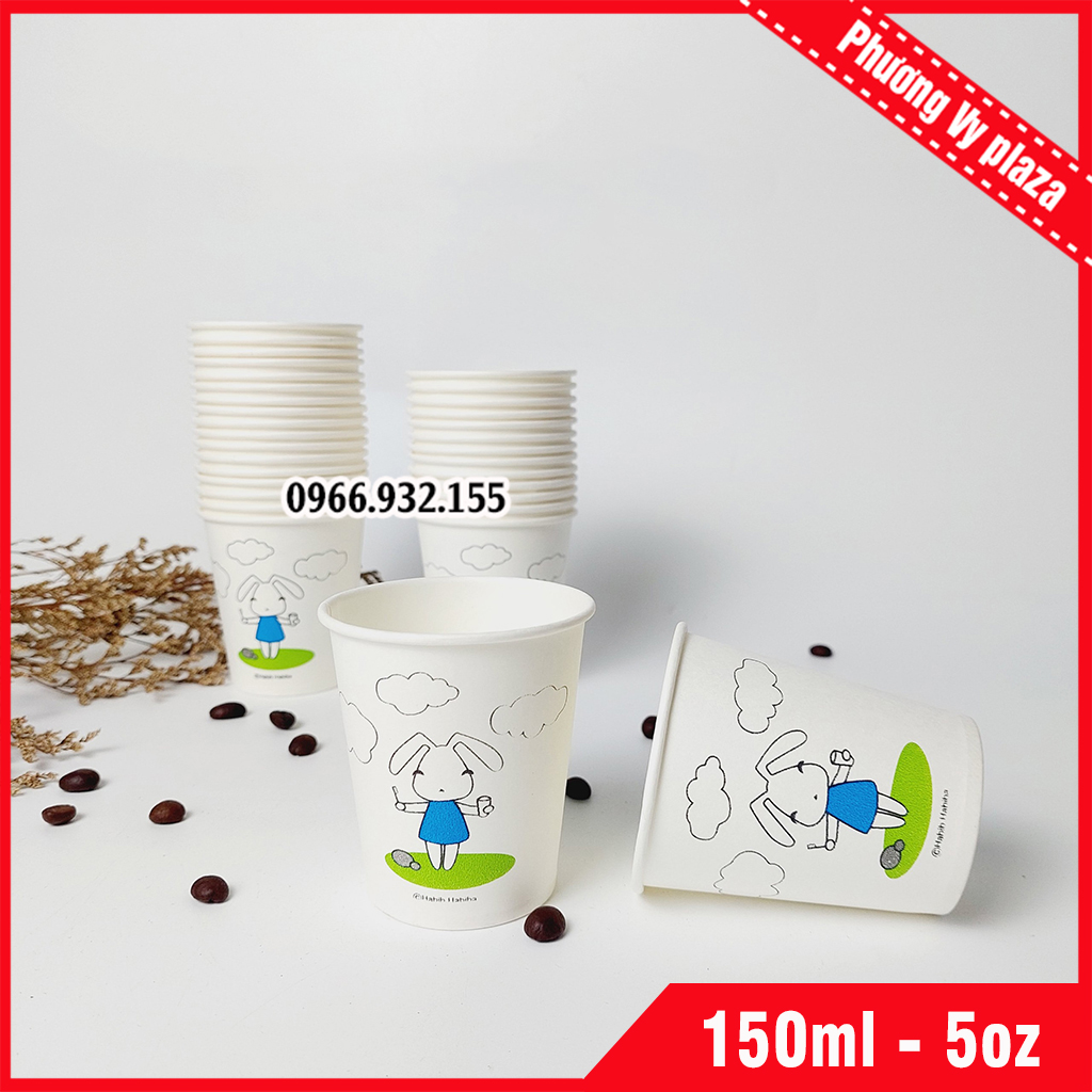 50 Chiếc Cốc Giấy 150ml - 5oz Thỏ Rabit Ly Giấy NHẬP KHẨU HÀN QUỐC