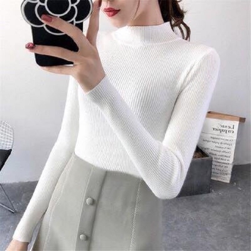 ✒☬✗  [Freeship] Áo Len Tăm Cổ Ba Phân Dày Dặn Mềm Mịn