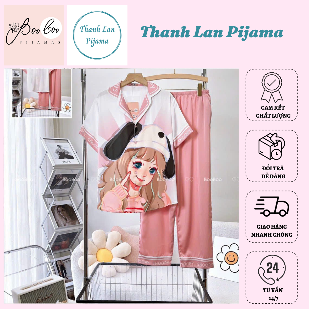 (Bigsize - Tay Ngắn Quần Dài) - Pijama BooBoo Lụa Latin Thiết kế Cao Cấp 60-75kg
