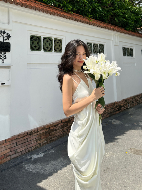 Váy dự tiệc dáng phồng hai dây The Country Gloaming Silk Dress vải lụa tằm
