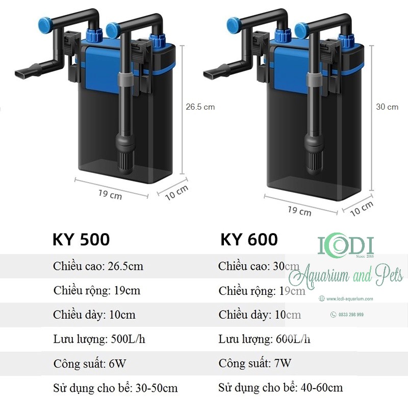 Máy Lọc Treo Mini KY Bể Cá Cảnh Bể Thuỷ Sinh
