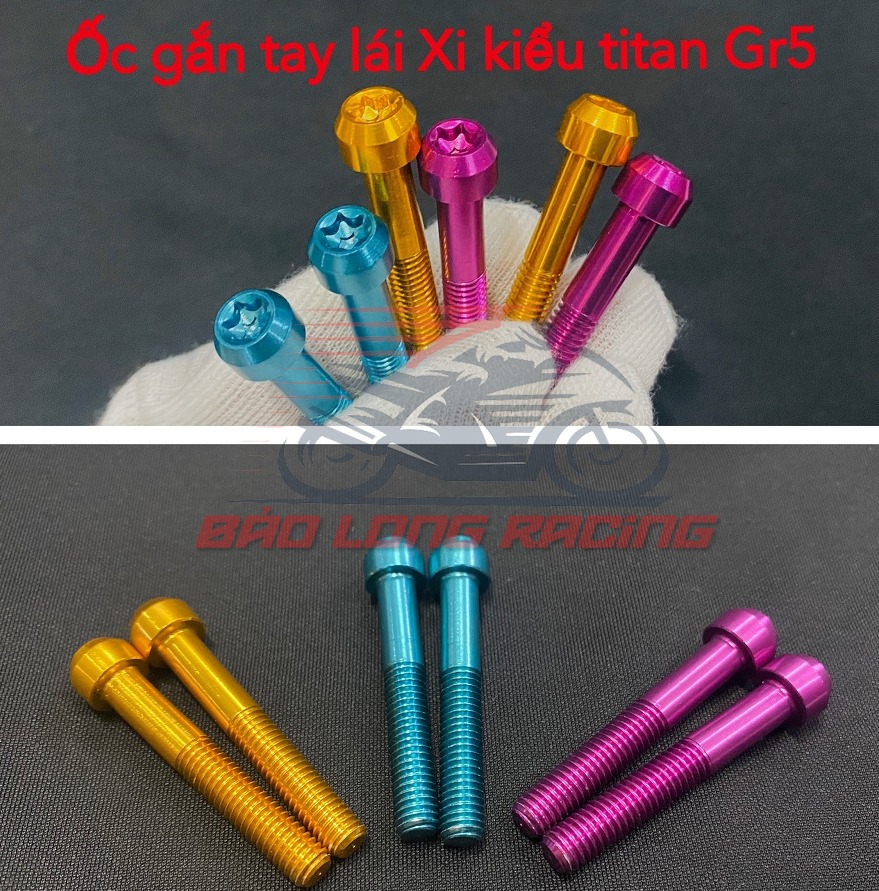 Bộ ốc Xi Titan kiểu Gr5 gắn ốc tay lái xe máy 6li40...nhiều màu siêu rẻ