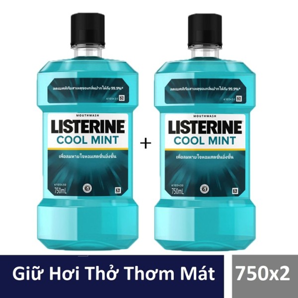 Combo 2 Chai 750ml Nước Súc Miệng Listerine Cool Mint Thái Lan