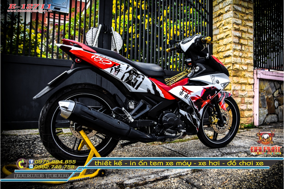 Tem Trùm Exciter 150 Samurai trắng đỏ - E-12711