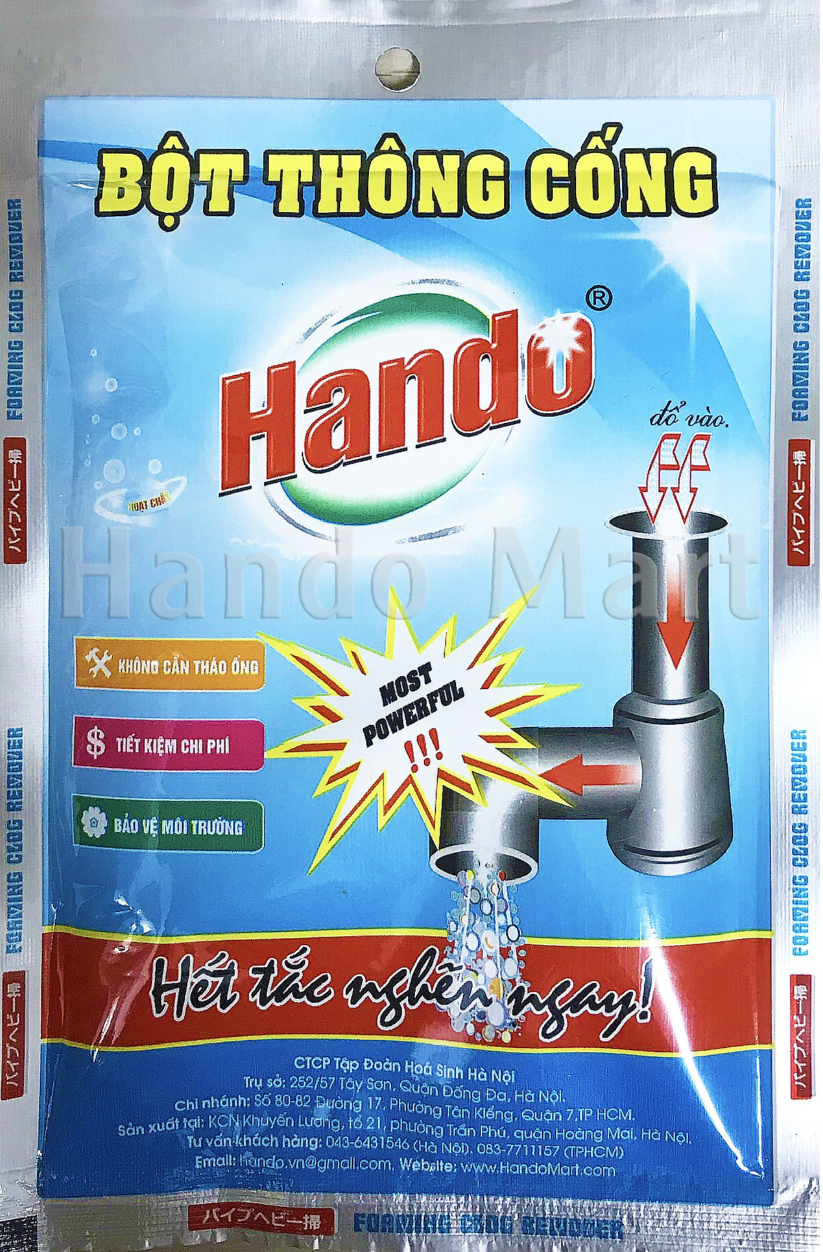 (HCM) Bộ 4 gói bột thông cống Hando 100g BHKN18