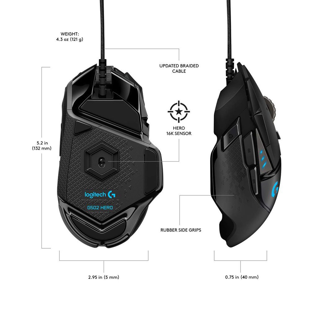 Chuột Gaming Logitech G502 HERO - Hàng Chính Hãng - Hàng Chính Hãng