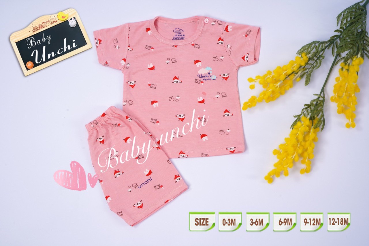 Bộ Cộc Tay Unchi Chất Peptit Mềm Mát Cho Bé QATE238