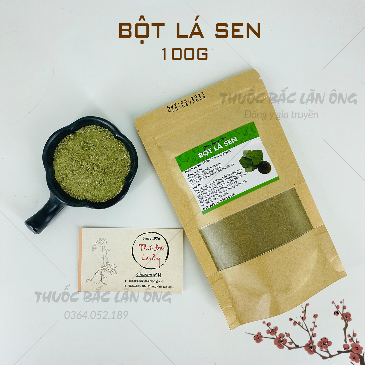 Bột lá sen nguyên chất 100g