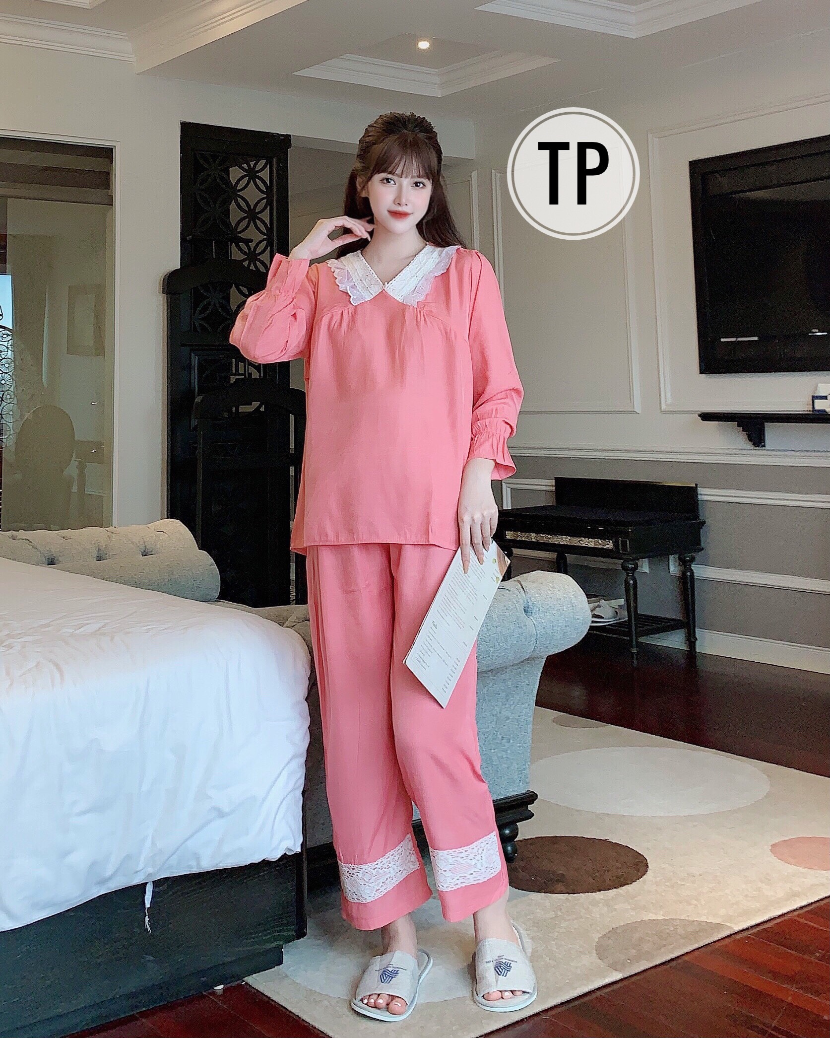 bộ đồ bầu kết hợp sau sinh chất lanh lụa mềm,nhẹ( ảnh thật)