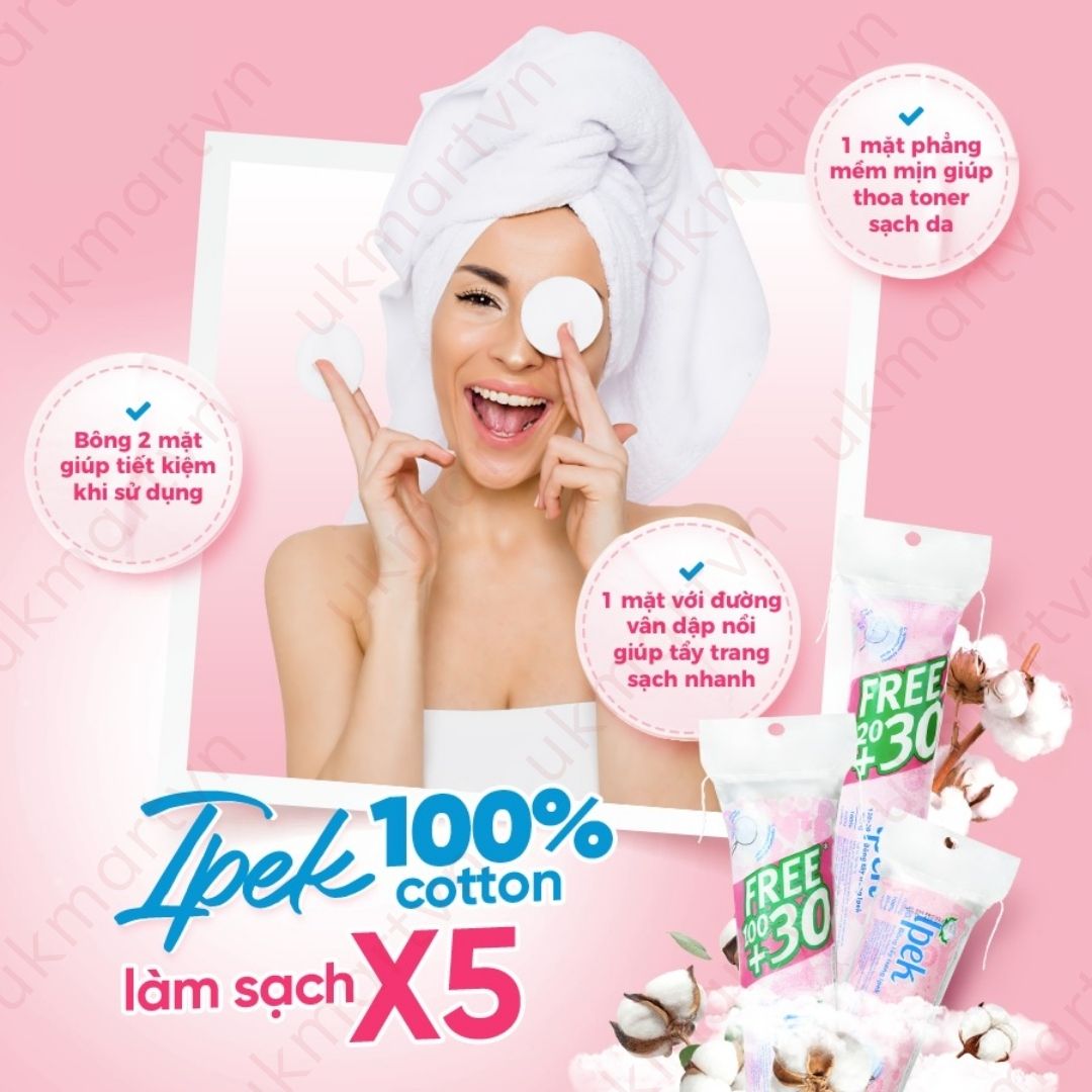 Combo of 5 Ipek Makeup Remover Cotton Pads 80 Pieces