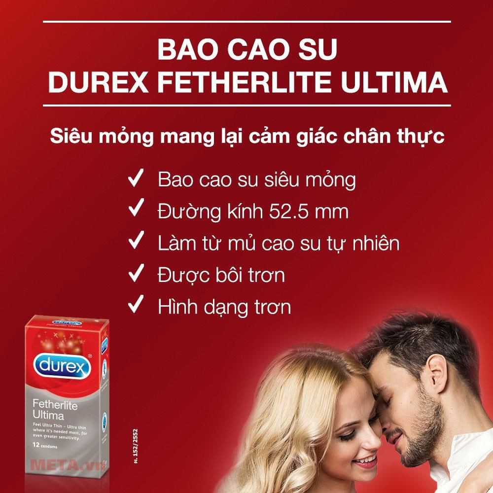 [COMBO 2 HỘP] Bao Cao Su SIÊU MỎNG Durex Fetherlite Ultima