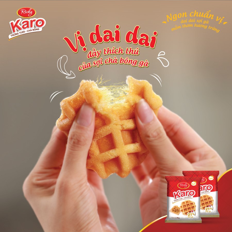 BÁNH TRỨNG CHÀ BÔNG THỊT GÀ TƯƠI KARO (TÚI 6 CÁI)