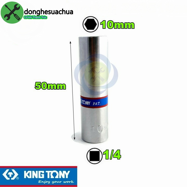 Tuýp 10mm loại 1/4 có 6 cạnh kingtony 223510m dài 50mm