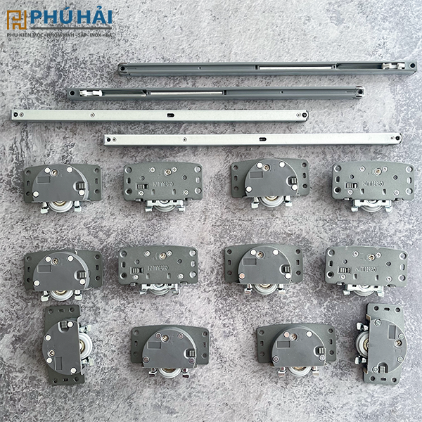 Bộ bánh xe lùa tủ áo giảm chấn Hammer 641