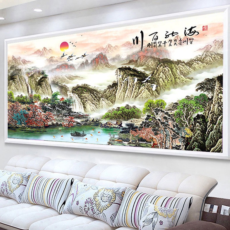 Tranh thêu chữ thập - Thủy mặc 04