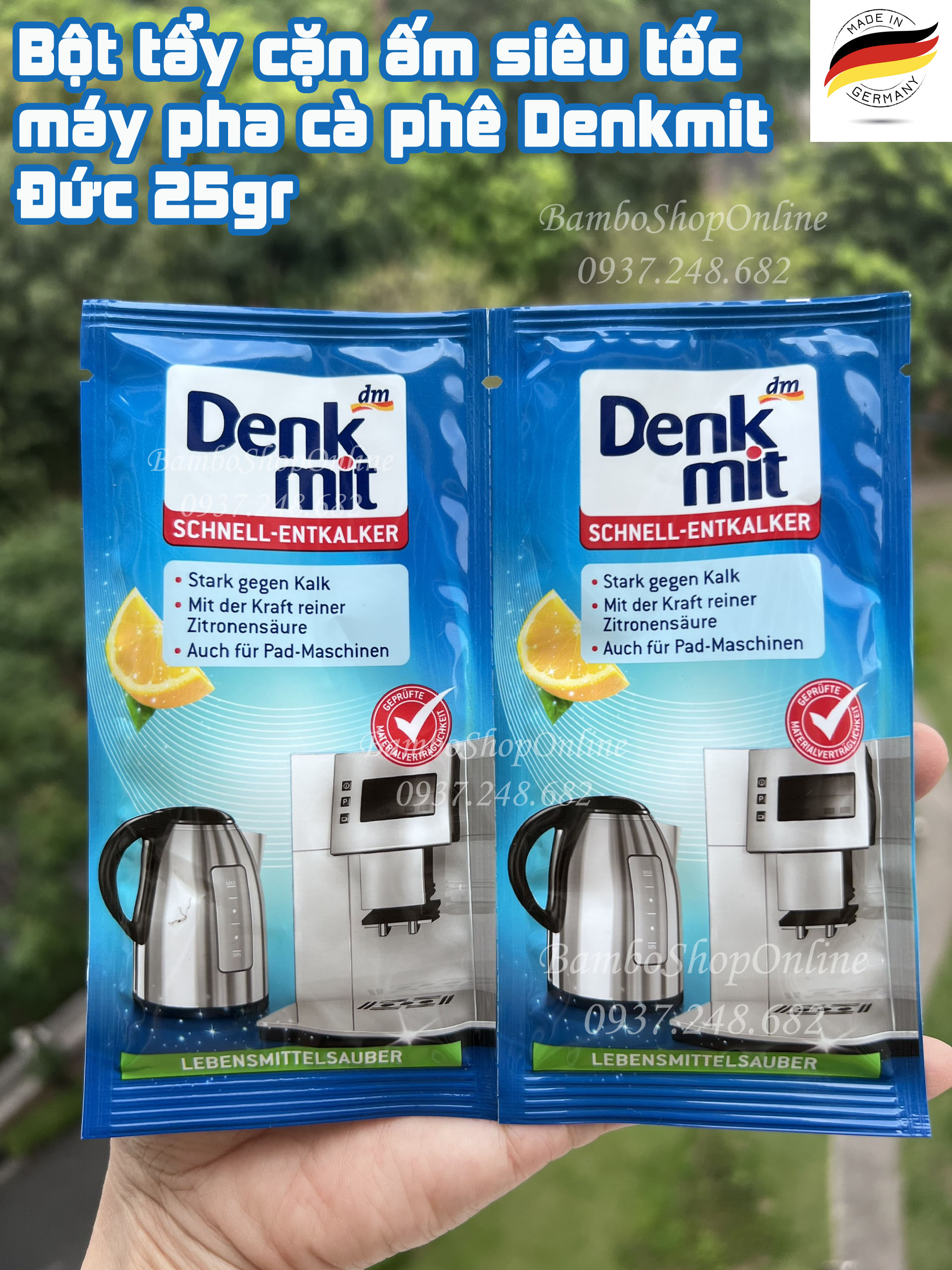 BỘT TẨY CẶN CHO ẤM SIÊU TỐC MÁY PHA CÀ PHÊ DENKMIT 25g NỘI ĐỊA ĐỨC