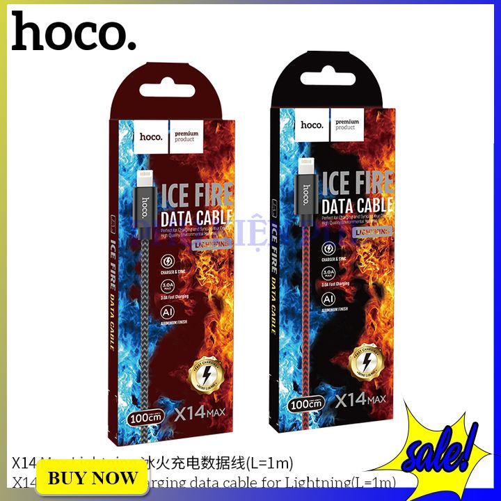 Dây cáp sạc lightning hoco x14 [ dài 2m ] - bảo hành 6 tháng