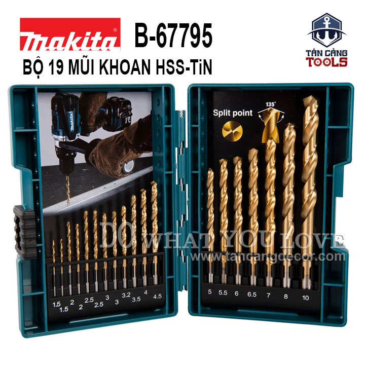Bộ mũi khoan kim loại hss-tin 19 chi tiết makita b-67795