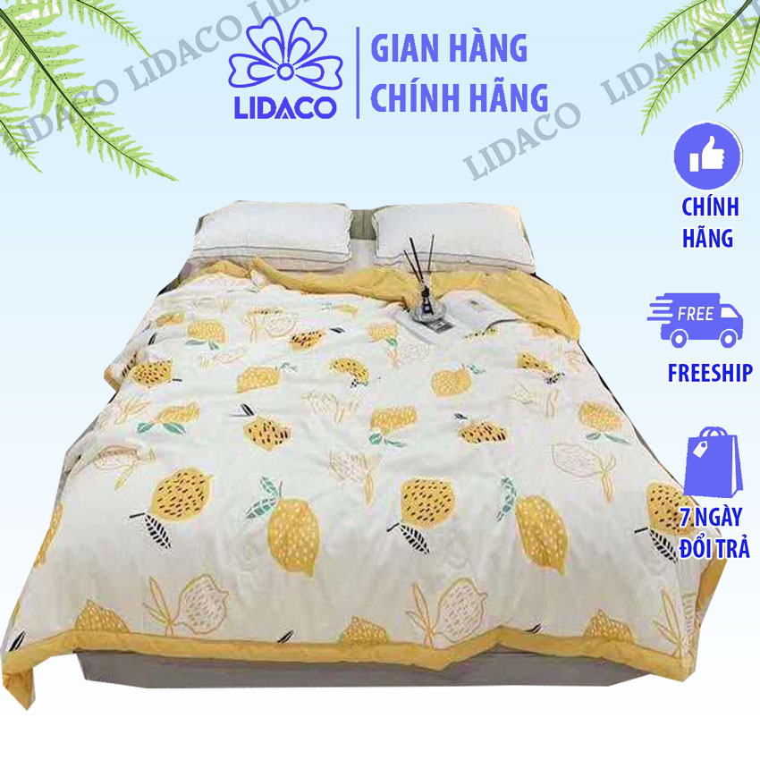 Chăn hè Cotton đũi họa tiết hoa lá, chăn cỡ lớn 200x230cm vải cotton đũi chần bông (Giao màu ngẫu nhiên)