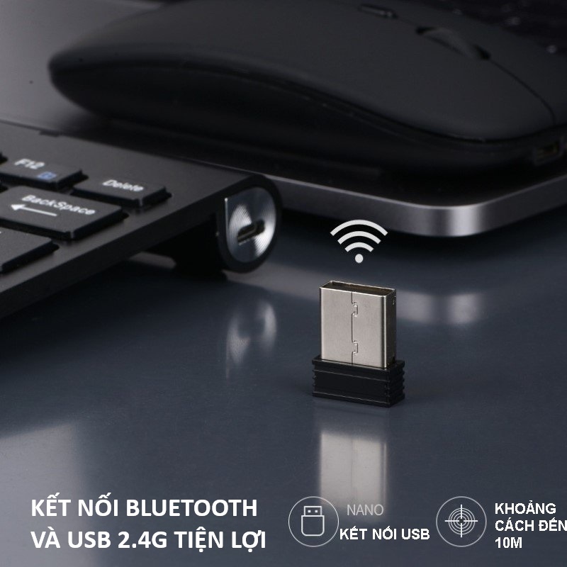 Bộ Bàn Phím Chuột Không Dây Mini K908 – Bluetooth 5.0 & USB 2.4G – Silent – Dùng Cho PC, Laptop, Điện Thoại