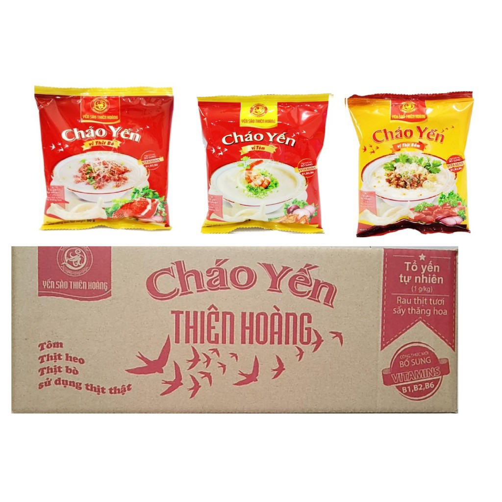 Combo 30 Gói Cháo Yến Thiên Hoàng Tiện Lợi-Thiên Nhiên-Dinh Dưỡng (3 Vị) - Bò