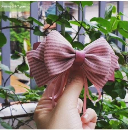 Cặp tóc nơ nữ tính handmade có búi lưới