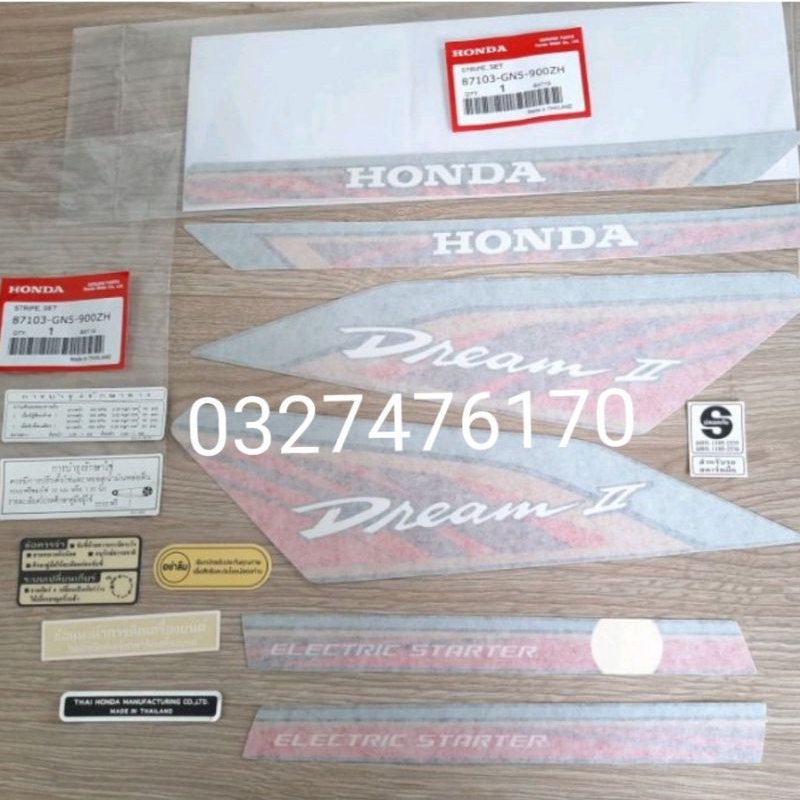 Bộ tem lửa xe DREAM thái luôn tem thông số zin honda