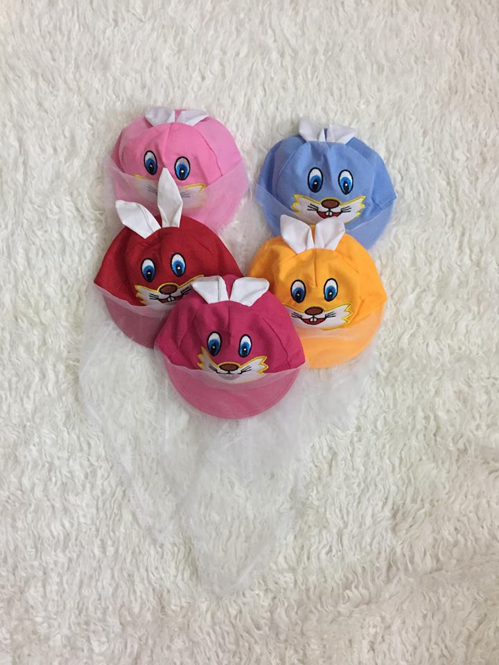 MŨ COTTON KÈM KHĂN VOAN CHO BÉ