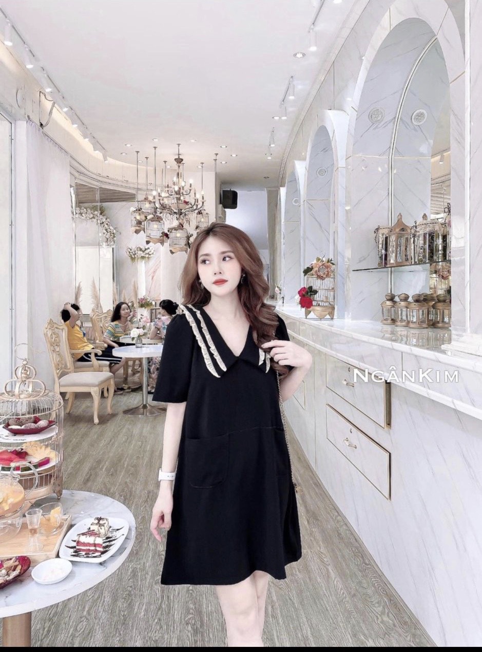 [FREESHIPMAX] VÁY BẦU, ĐẦM BẦU SƠ MI PHA TÚI CỔ PHA REN ĐIỆU ĐÀ CHO BẦU
