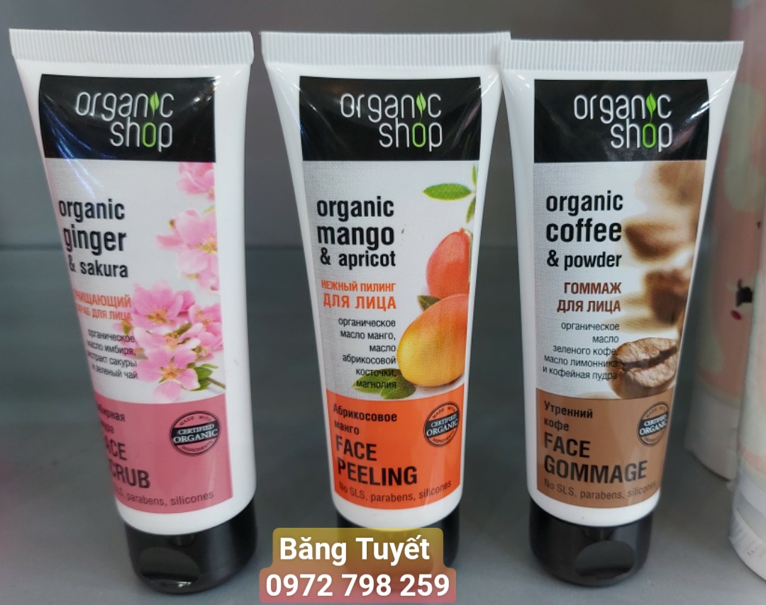 Tẩy tế bào da chết mặt Organic Shop 75ml