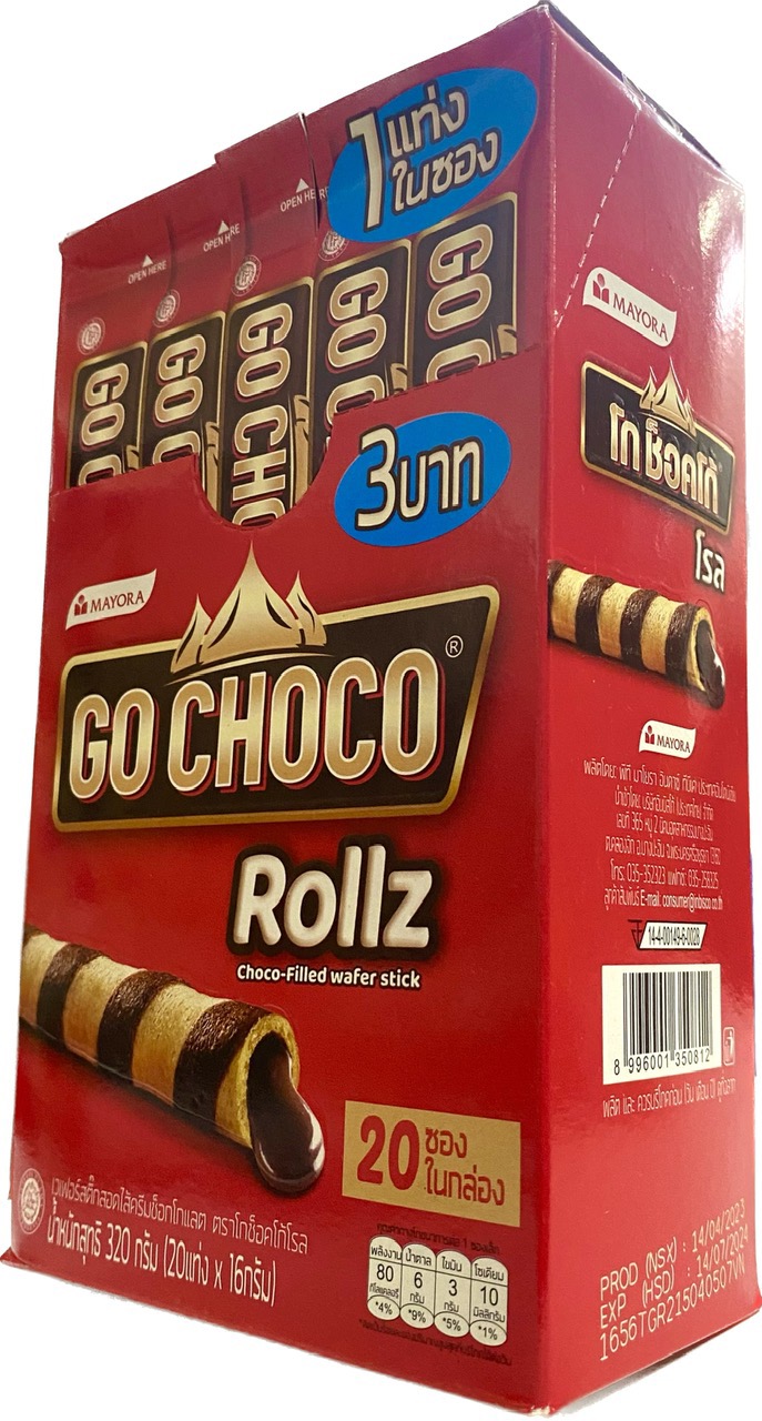Bánh Quế Xốp Kem Socola Go Choco Rollz 280gr