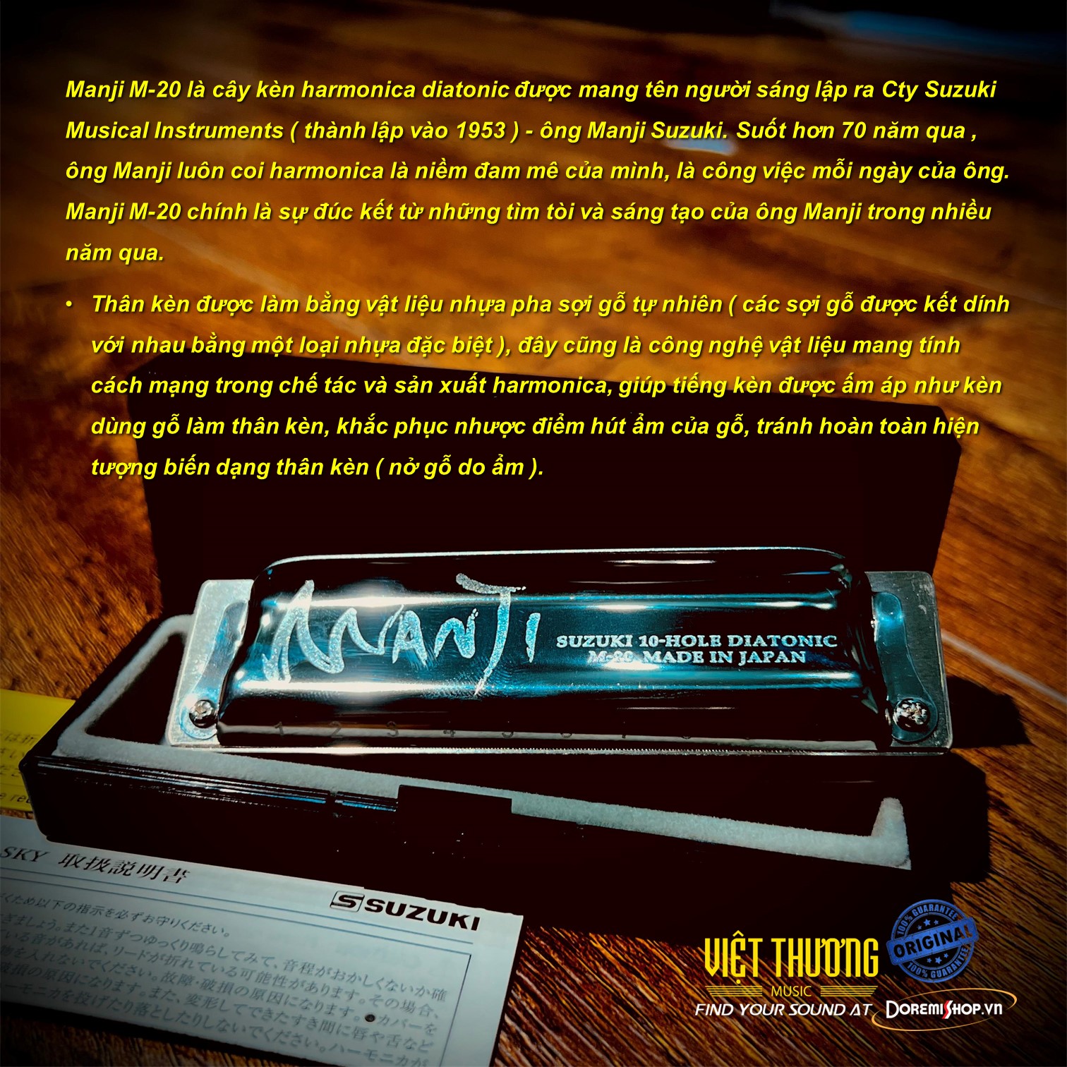 Kèn harmonica Suzuki Diatonic Manji M-20 key C