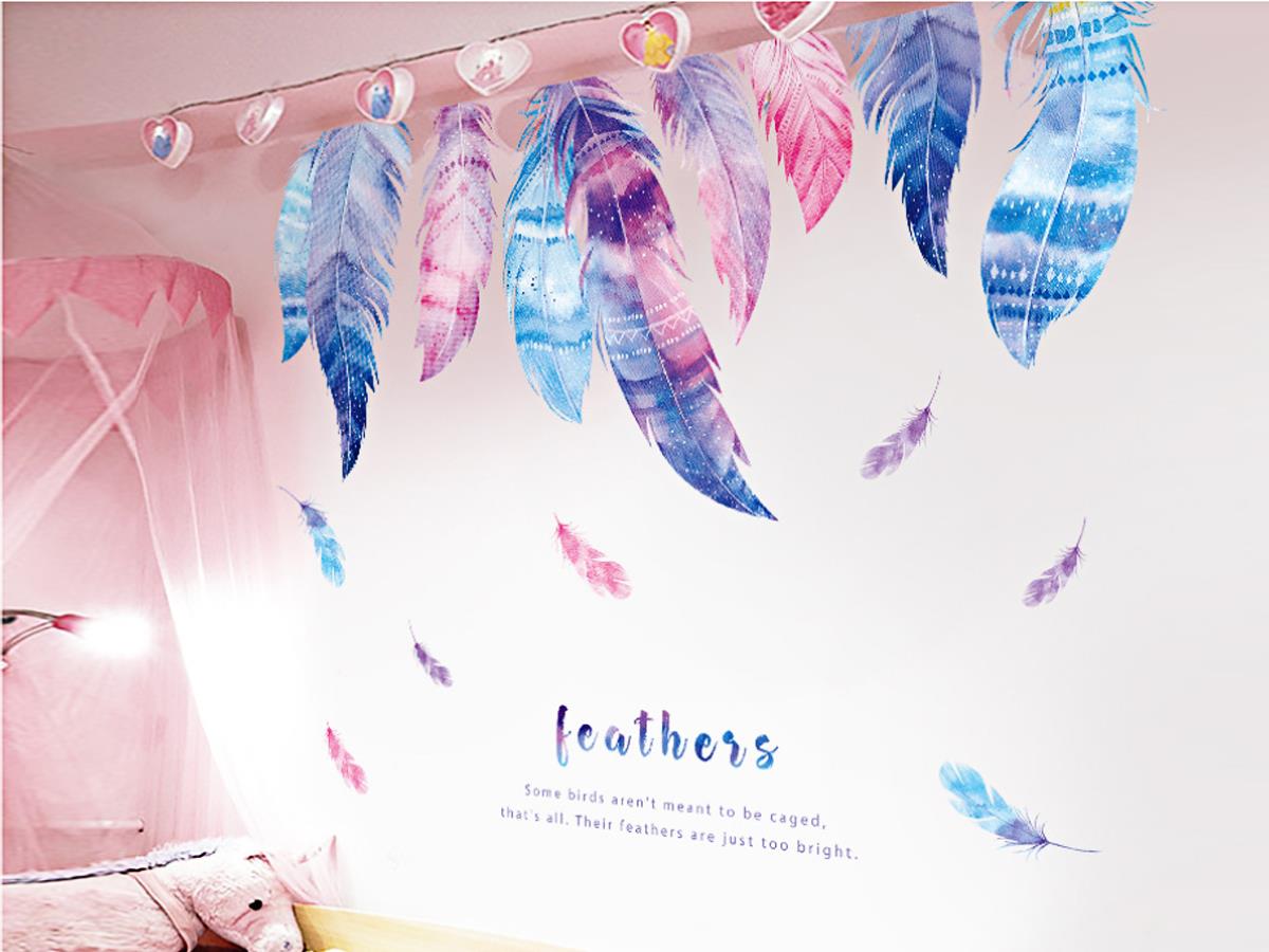[HCM]DECAL DÁN TƯỜNG LÔNG VŨ ĐỦ MÀU 2