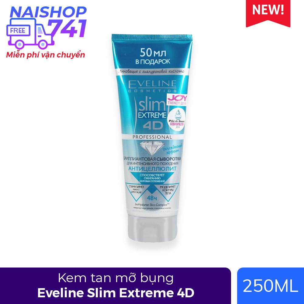 Kem tan mỡ bụng Eveline Slim Extreme 4D tinh thể kim cương (Tuýp 250ml)