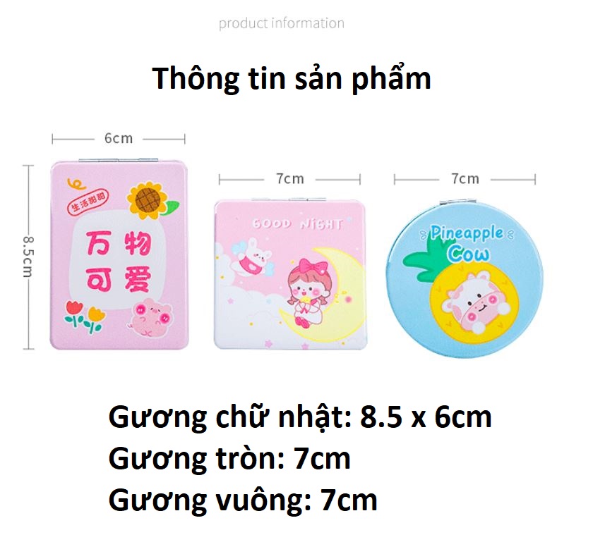 [HCM]Gương mini 2 mặt trang điểm nhiều mẫu