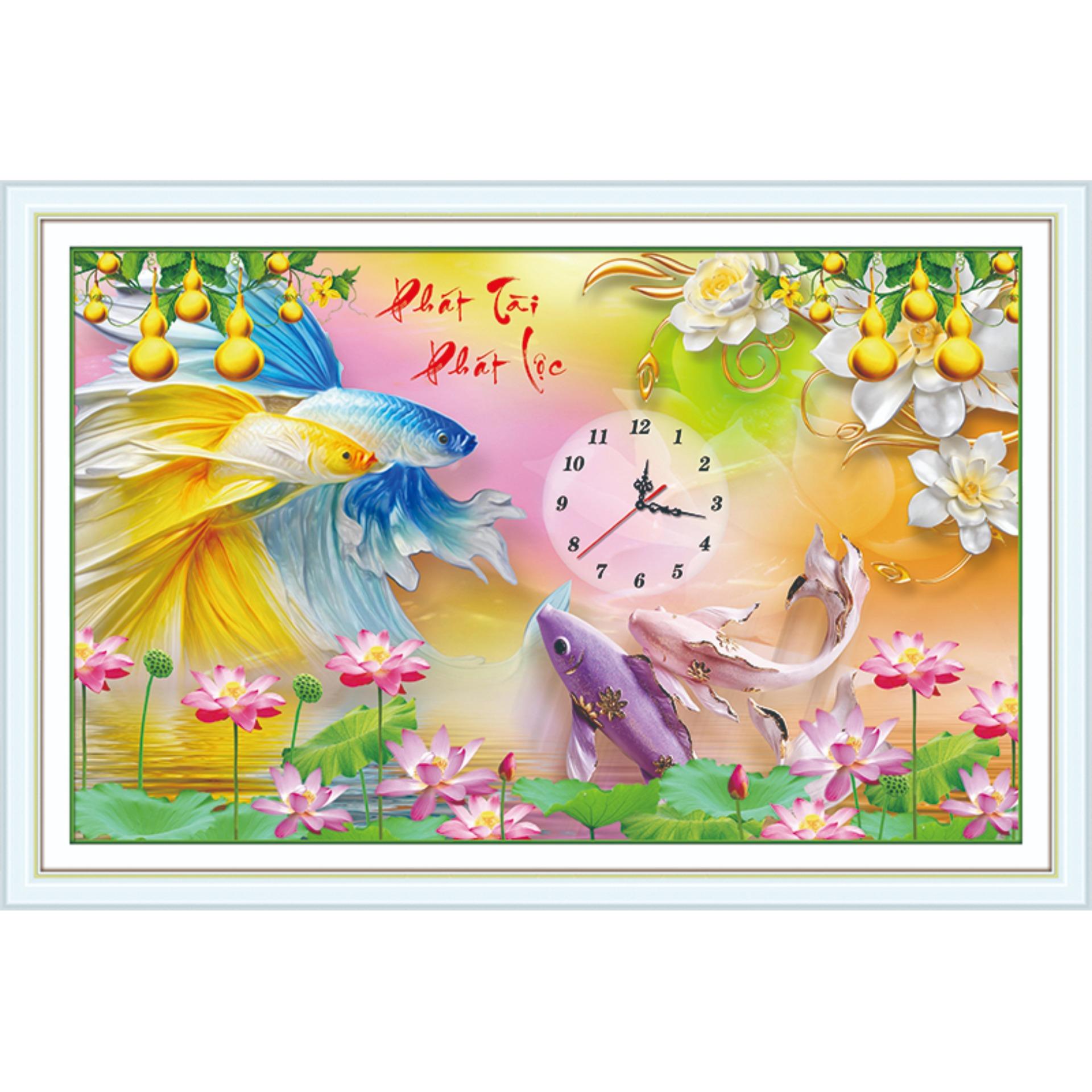 Tranh đính đá cao cấp Phát Tài Phát Lộc- KT: 75x50Cm (Tranh chưa đính có đầy đủ dụng cụ)