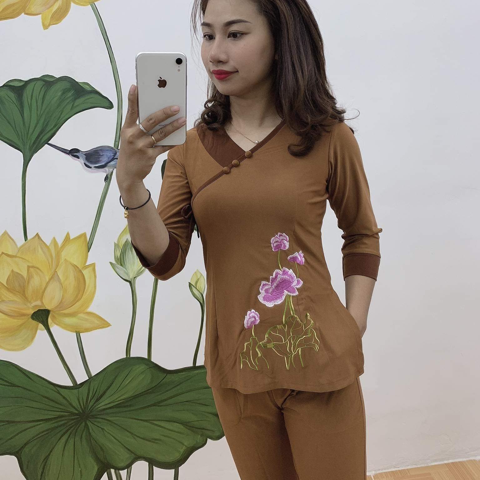 [HCM]ĐỒ LAM ĐI CHÙA NỮ - MẪU THUN TIM NƠ