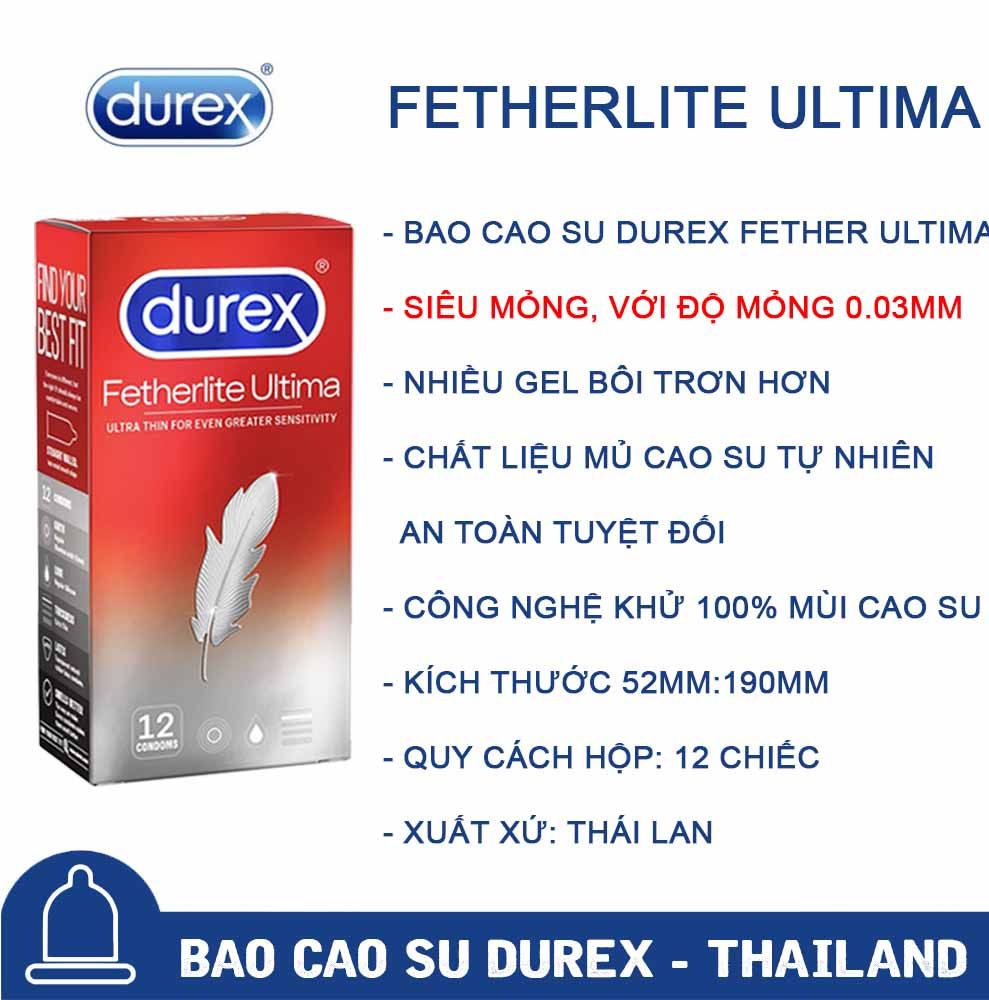 Bao cao su nam nữ Fetherlite Ultima siêu mỏng 12C [Che tên SP 100%]