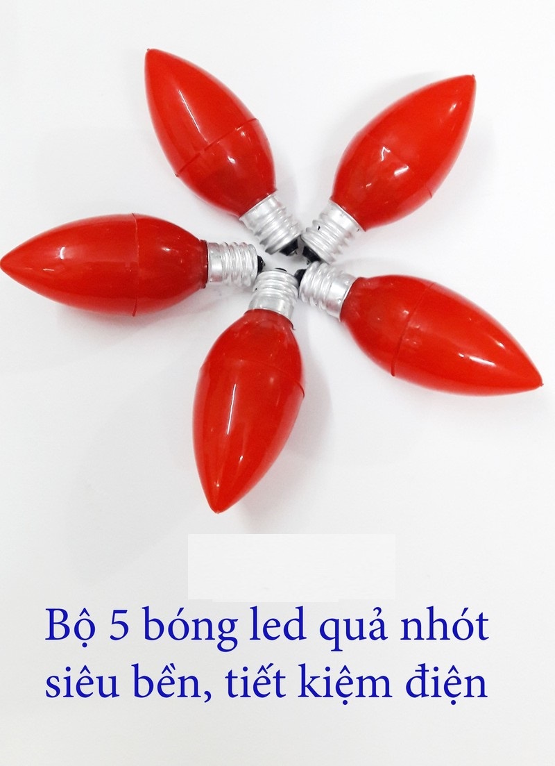 Bộ 5 bóng đèn led quả nhót (đèn trái ớt) dùng thắp ban thờ, điện thờ, trang trí nhà cửa...