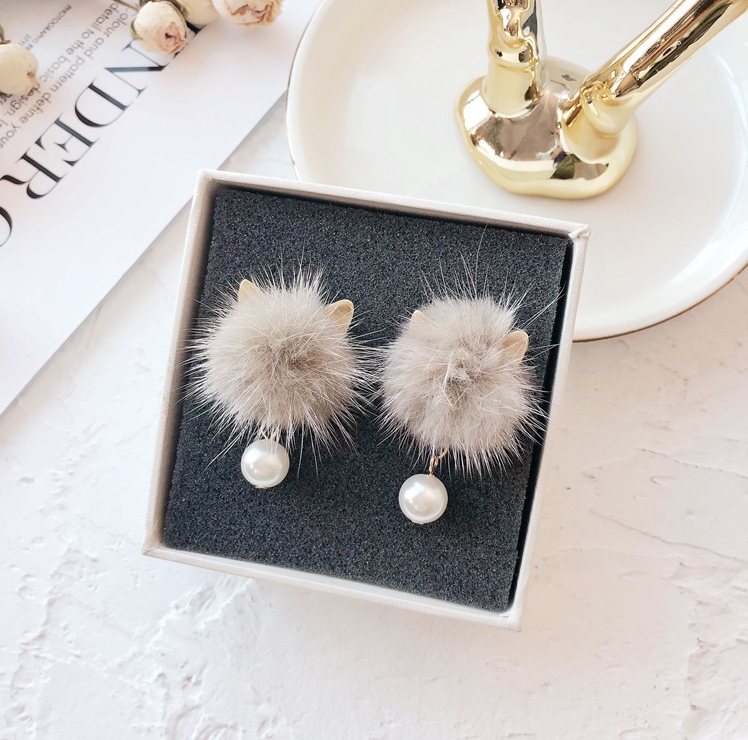 [HCM]Bông tai cục bông hình mèo - B1171