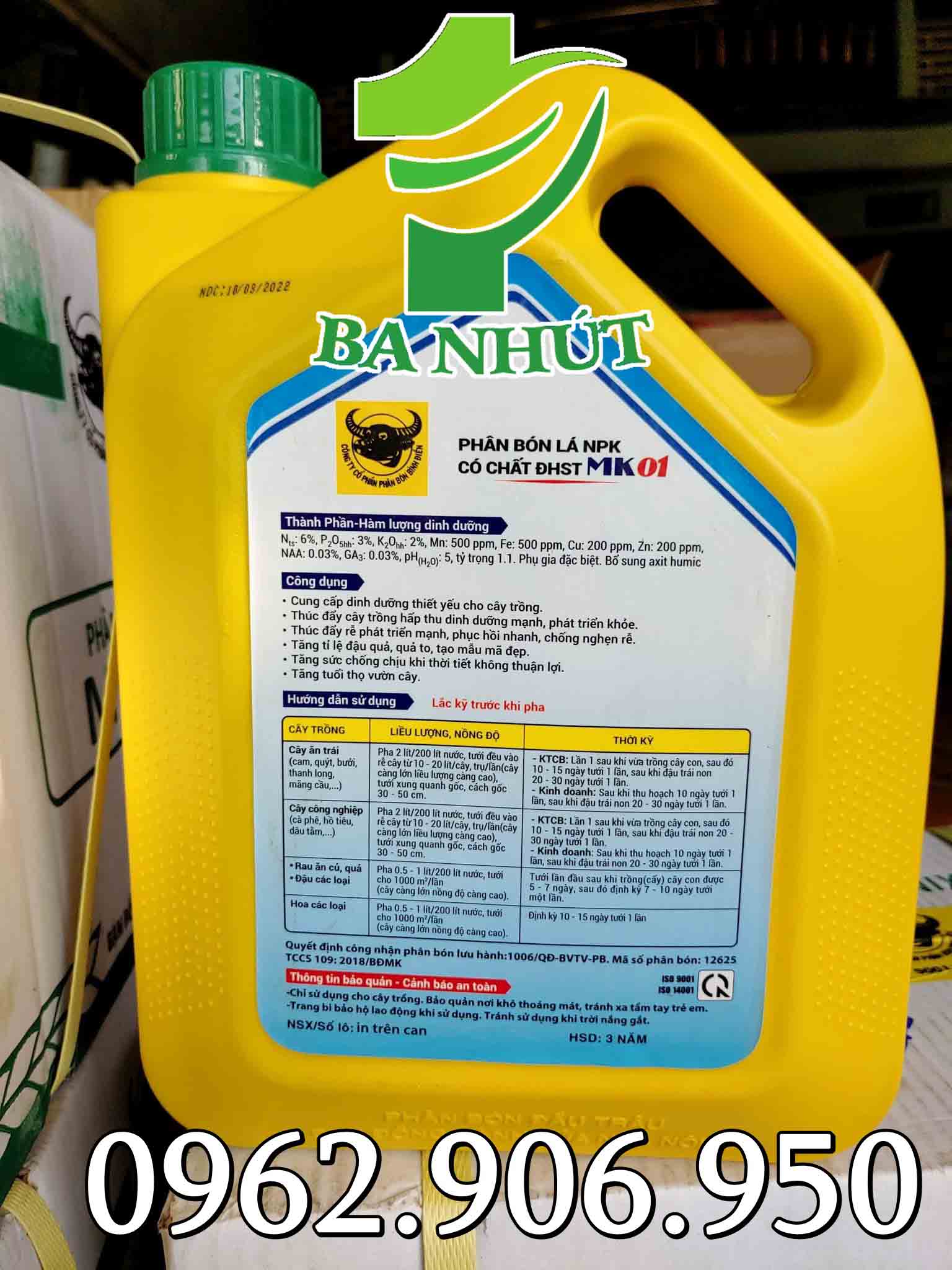 Phân Bón ĐẦU TRÂU POLY HUMATE ĐA NĂNG MK01 Can 5 Lít