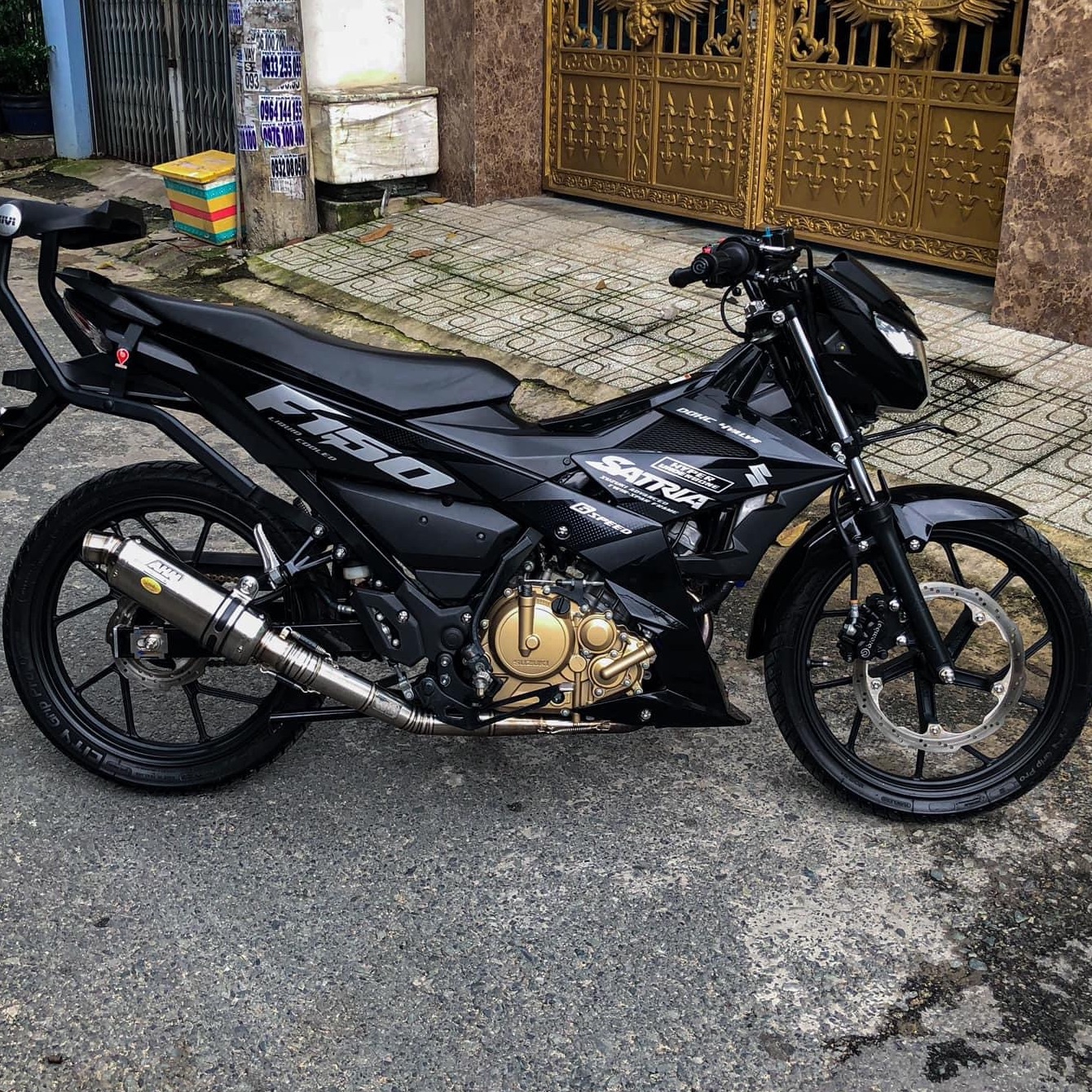 Tem rời Satria Fi dán xe đen Candy  tem in