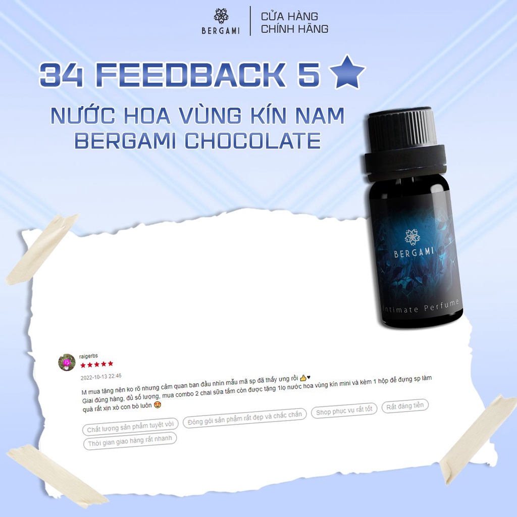 Nước Hoa Vùng Kín Nam Bergami hương Chocolate Nam Tính 10ml/chai