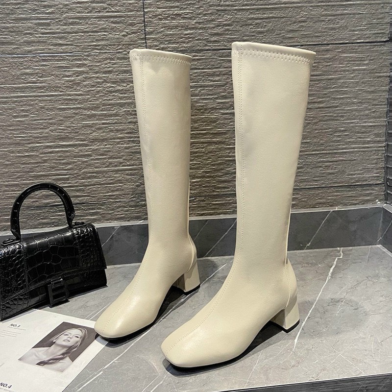 Boots đùi khóa sau nữ đế trụ thời trang