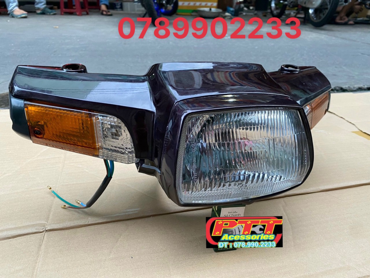 Full bộ đầu đèn + mặt nạ nhựa abs xe supper dream màu nho